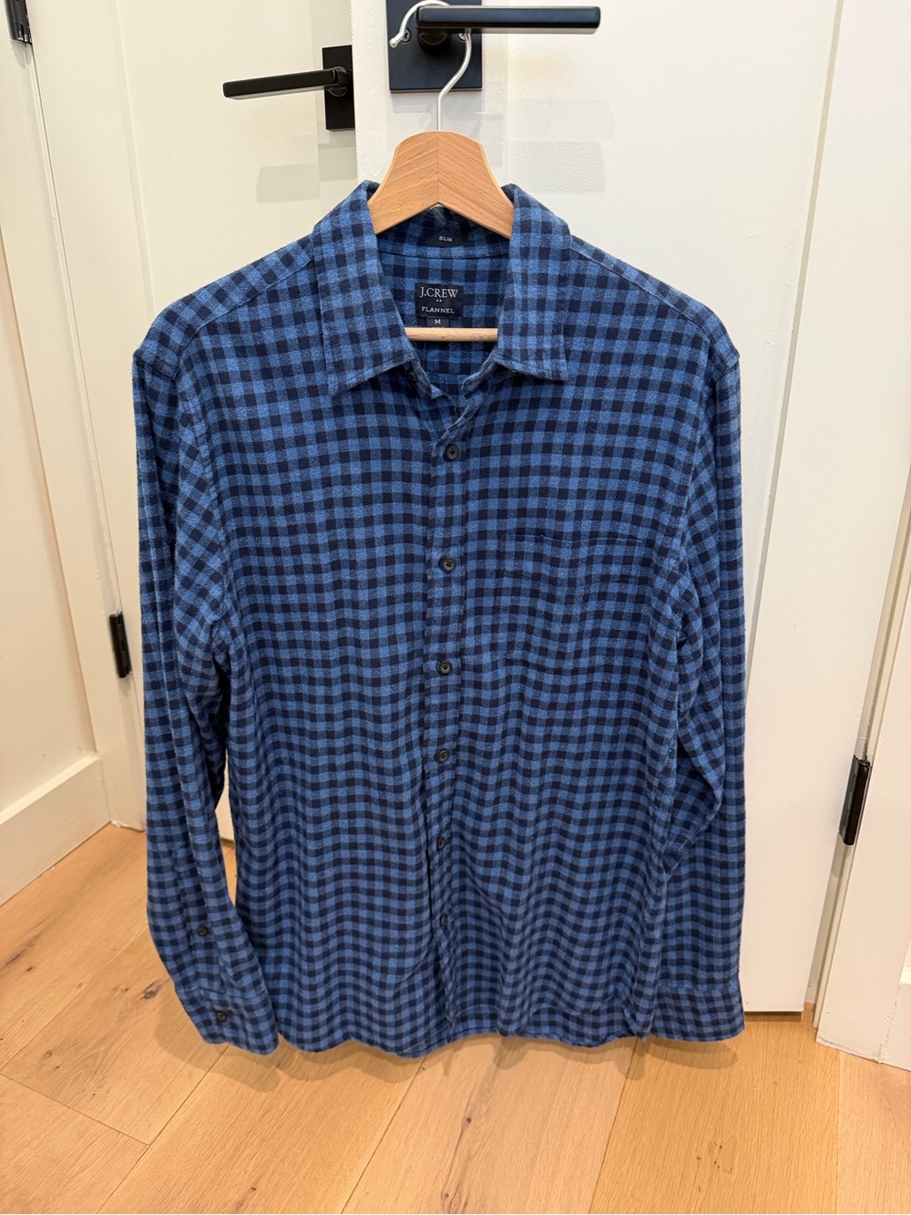 J. Crew Blue and Navy Men’s Slim Medium Plaid Button-Down Shirt